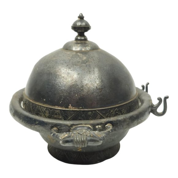 Hartford Silver Co Quadruple Silver Plated Handled Dome Butter Dish Knife Rest - Picture 6 of 14